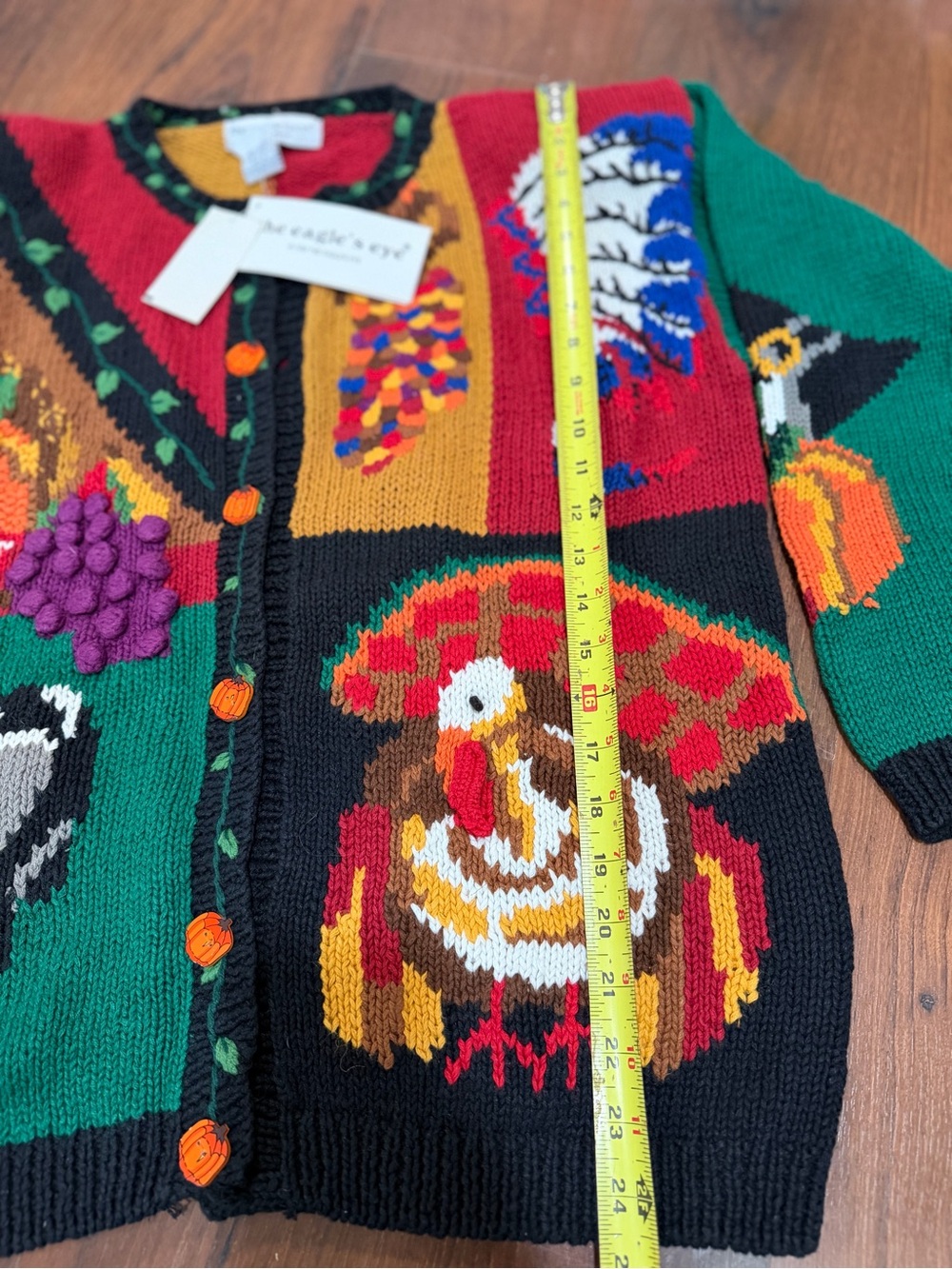 NWT Vintage The Eagle's Eye Cardigan Thanksgiving Pumpkin buttons Sz Small - Picture 3 of 9